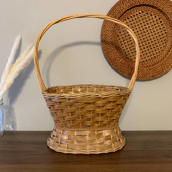 Vintage Wicker Rattan Plant Stand Boho Basket - Picture 3 of 11